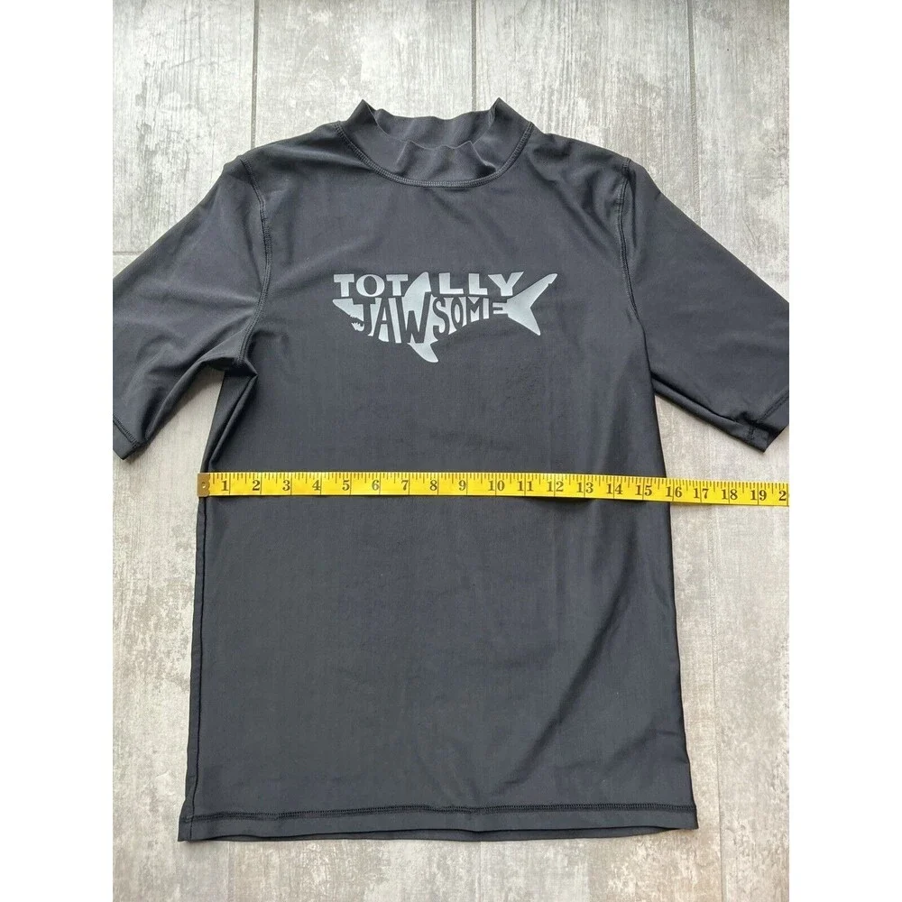 CHEROKEE Kids Boys Short 1/2 Sleeve Rash Guard TOTALLY JAWSOME UPF Sun XL 16